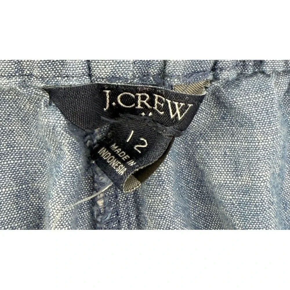 J.Crew Factory Cotton Chambray Jogger Cropped Pants Women's Size 12 Preppy Beach